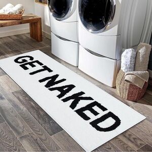 Get Naked Bath Mat Runner White Funny Rug Decor urban outfitters bathroom decor